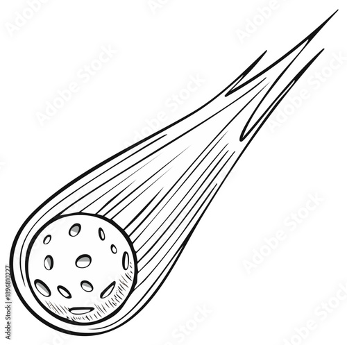 Line Art Depiction of a Comet Streak across the Sky Cosmic Event