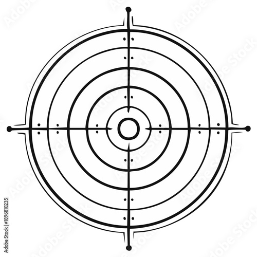 Target icon with crosshairs and concentric circles representing aim, precision, and success