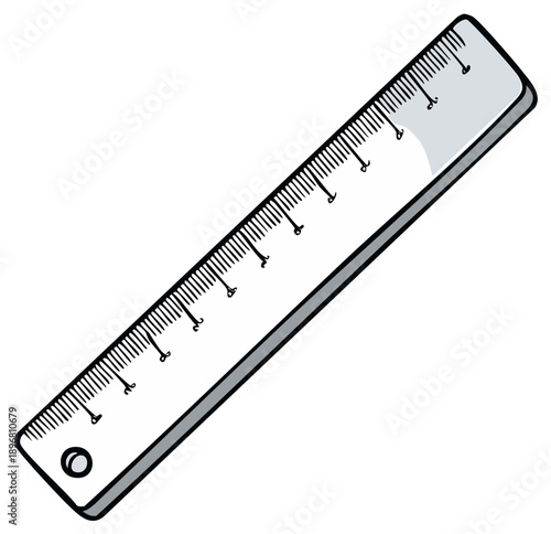 Plastic School Ruler Illustration with Measurement Lines and Scale Markings