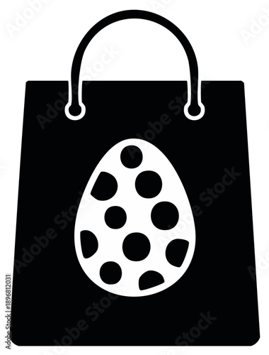 Easter Holiday Shopping Bag with Egg Decoration Graphic Design Illustration