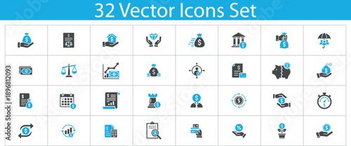 Banking and Financial Investment Vector Icon Set featuring Money Savings Market Analysis Currency Exchange and Wealth Management symbols