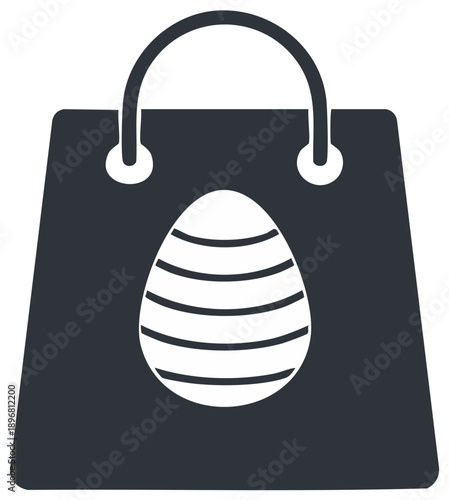 Easter shopping bag with egg ornament, holiday design, vector illustration