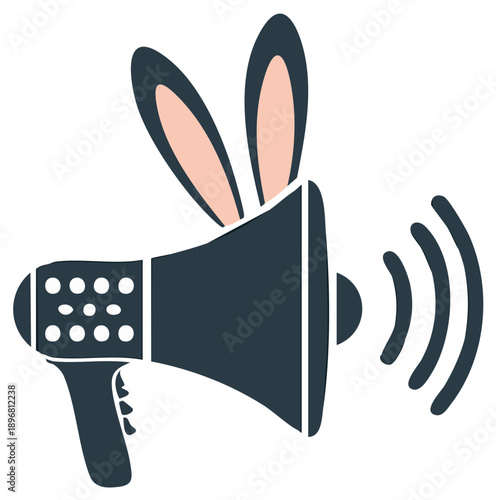 Megaphone with Bunny Ears Announcing Spring Deals Loudspeaker Advertisement