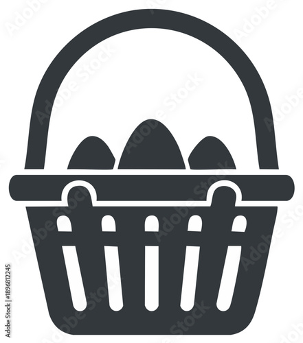 Iconic basket filled with fresh eggs representing spring, Easter, shopping, and farm produce