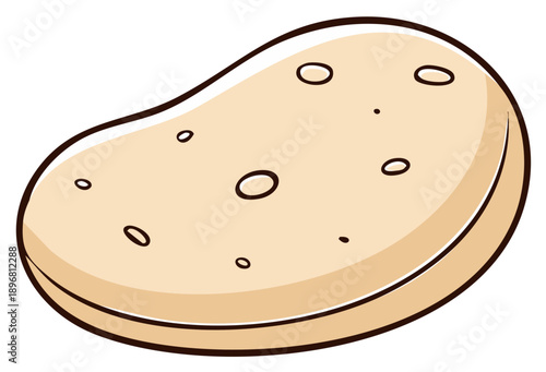 Cartoon potato illustration with light tan color and black outline