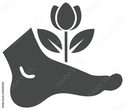 Foot Reflexology Logo Concept Foot Massage Spa Floral Symbol