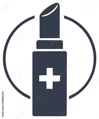 Medicated Lip Balm Treatment Icon in a Circle for Dry Chapped Lips