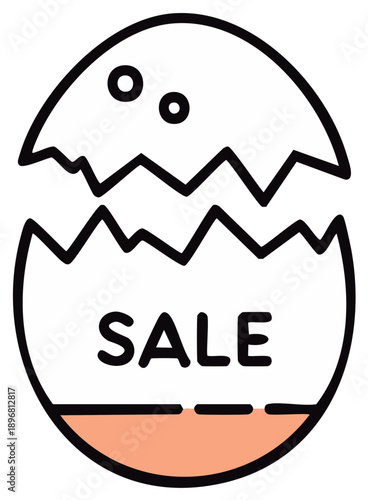 Cracked Egg Sale Announcement Graphic with Edges and Circles Illustration