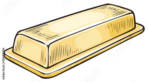 Cartoon Style Butter Dish with Lid, Yellow Fats Dairy Product Vector Illustration