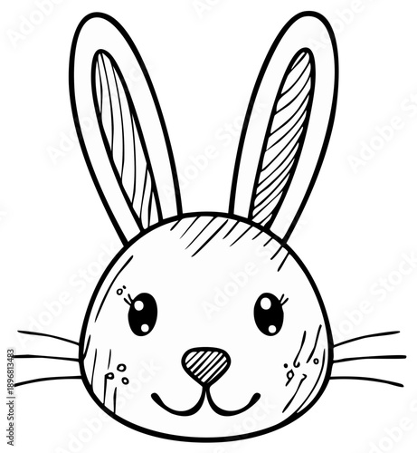 Cute Bunny Rabbit Portrait Hand Drawn Illustration for Easter Season Holiday