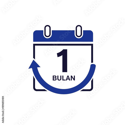 Blue calendar icon showing 1 BULAN with a circular arrow