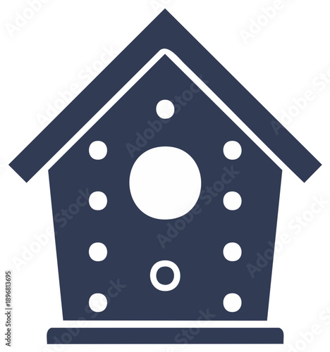 Birdhouse Simple Vector Illustration Blue Silhouette Shape Graphics