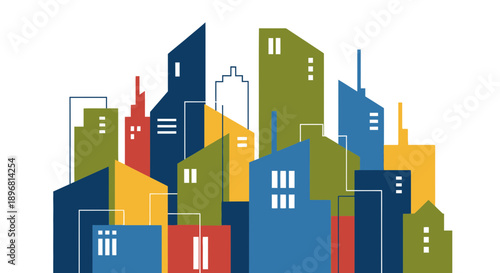 Colorful Modern Cityscape Illustration