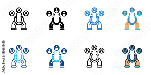 User Acquisition icons set multiple style collection. Editable stroke 

