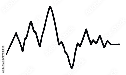 Vigorous black jagged line depicting a dynamic sound wave or fluctuating data points creating an impactful visual for technology websites scientific journals or medical publications