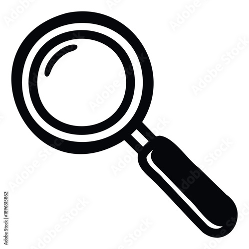 Sleek linear magnifying glass tool symbolizing research and investigation, perfect for user interface icons, business presentations, and educational resources