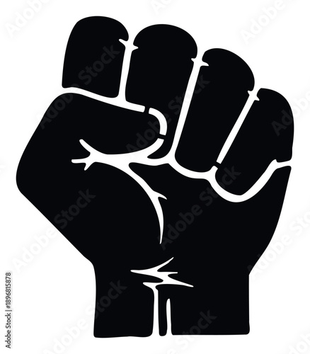 Strong black clenched fist symbolizing power, unity, and resistance, ideal for social justice movements and empowerment communication strategies