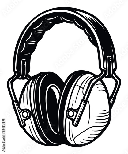 Durable overear headphones designed for hearing protection or immersive audio experiences, suitable for use in industrial safety guides, music equipment advertising, and sound technology