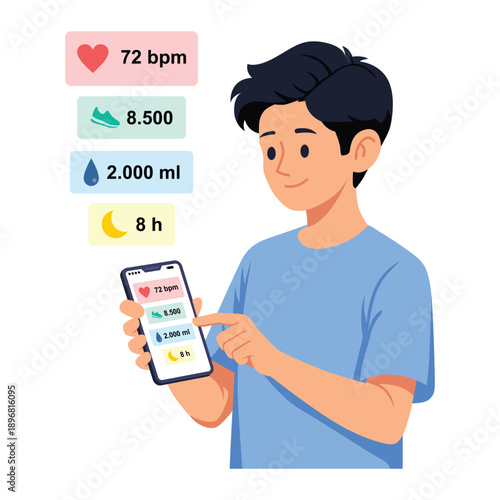 Health Monitoring via Smartphone App Illustration