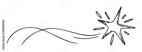 Simple black line sketch illustrating a dynamic energy burst with trailing curves creating a sense of movement for engaging visual communication