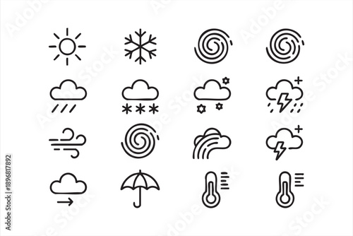 Outline Weather Forecast Symbols for UI UX Design