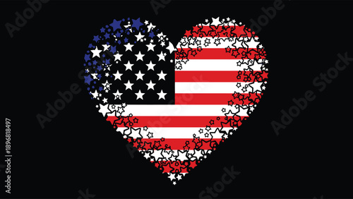 Distressed American flag heart for patriotic holiday event marketing and professional national tourism industry business branding resources.