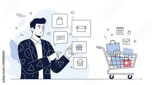 Modern consumer uses digital interface to manage various online shopping orders and track deliveries to their doorstep.