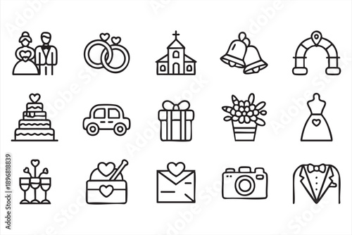 Elegant Wedding Icons for Invitations and Event Design