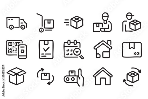 Logistics and Delivery Icons Set for Ecommerce Fulfillment