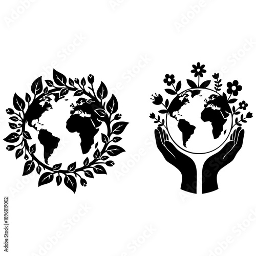 Global environmental care and sustainability: earth embraced by nature and human hands