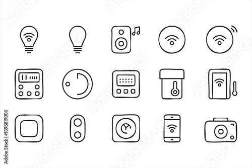 Smart Technology Icons for Connected Living Interfaces