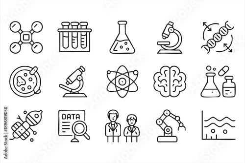 Science and Technology Icons Set for Research and Innovation