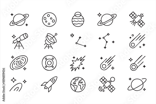 Space Exploration and Astronomy Icons for Web and Apps