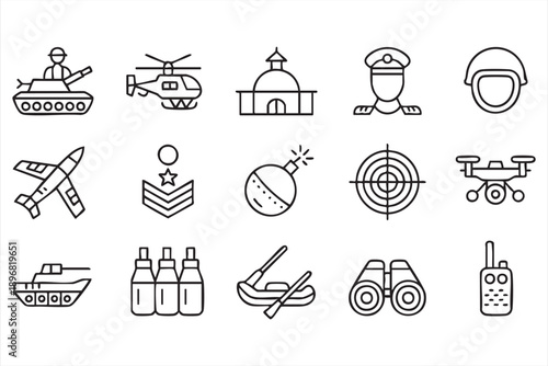 Military and War Icons Set for Defense and Security Design