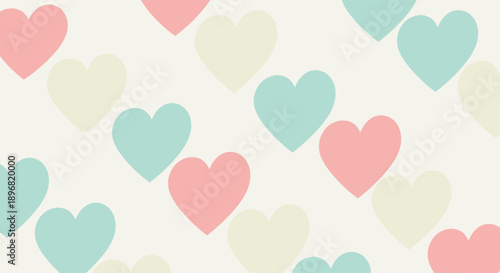 Modern romantic couple celebrating valentine love with heart pattern on simple pastel background for greeting card