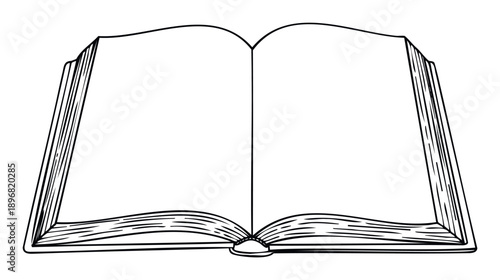 An open book with blank pages ready for text or drawings, perfect for educational materials, publishing ventures, and reading promotional content.