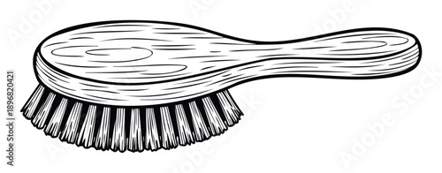 Stylized wooden brush with dense bristles designed for invigorating body exfoliation or effective household cleaning, perfect for skincare promotions and general hygiene advertising.