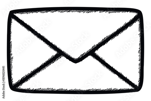 Hand drawn textured envelope outline perfect for email, communication, message, mail, and contact related graphic usage in online and print media applications
