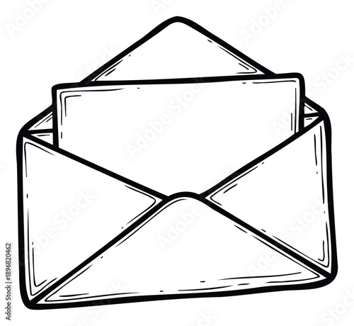 Open mail envelope with a blank white paper document ready for custom text or message suitable for various communication projects and announcements