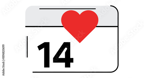 Modern valentine love couple calendar flat vector illustration for february 14 celebration
