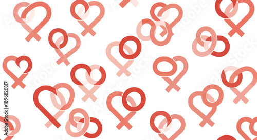 Modern valentine love couple celebration pattern with heart symbols in flat vector illustration style