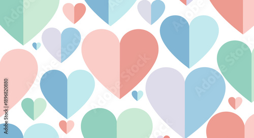 Romantic couple celebrating valentine love with heart pattern on modern pastel background vector illustration