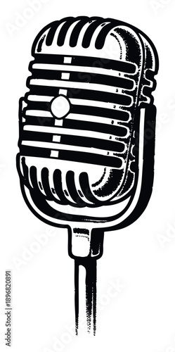 Iconic vintage microphone drawing perfect for music event promotions, radio station branding, podcast graphics, and various entertainment industry advertisements.