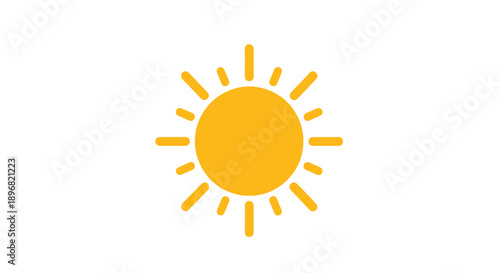 Bright Yellow Sun Icon with Rays