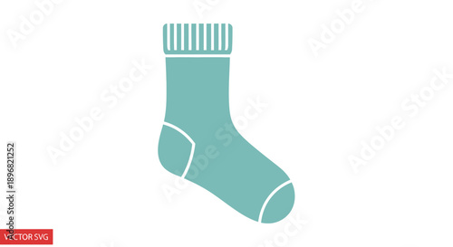 Blue Sock Icon Isolated on White Background, Vector Graphic