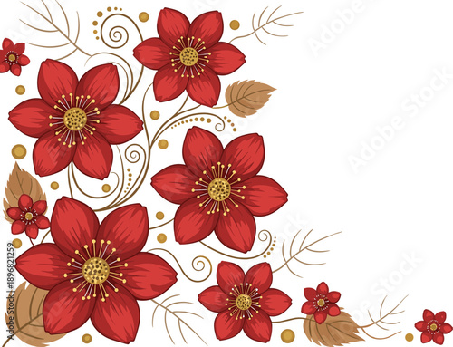 described features a beautifully composed corner floral arrangement that combines vibrant colors and intricate details