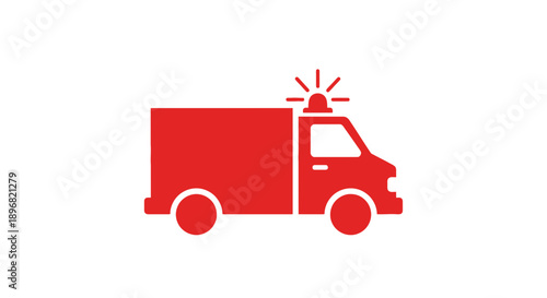 Red Ambulance Icon on White Background