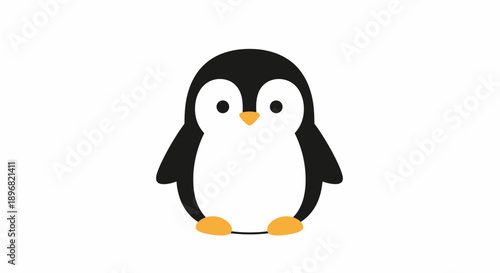 Cute cartoon penguin isolated on white background, simple illustration