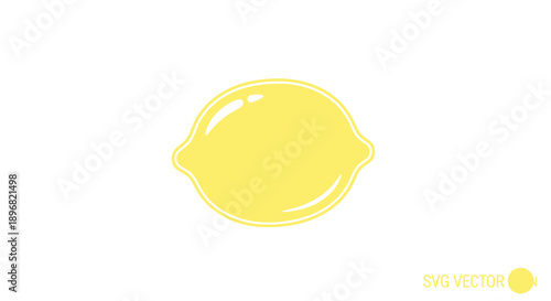 Simple Yellow Lemon Icon on White Background