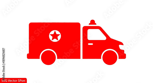 Red Ambulance Icon with Star